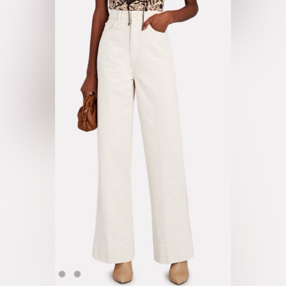NWT Triarchy Ms. Onassis High Rise Wide Leg Off White Jean Womens 31